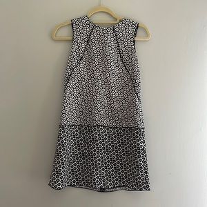 Ann Taylor LOFT - black and white mini floral dress w/ neon zipper detail - NWT!